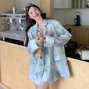 休闲气质碎花西装外套女春秋2025新款小个子高级感通勤爆款小西服图片