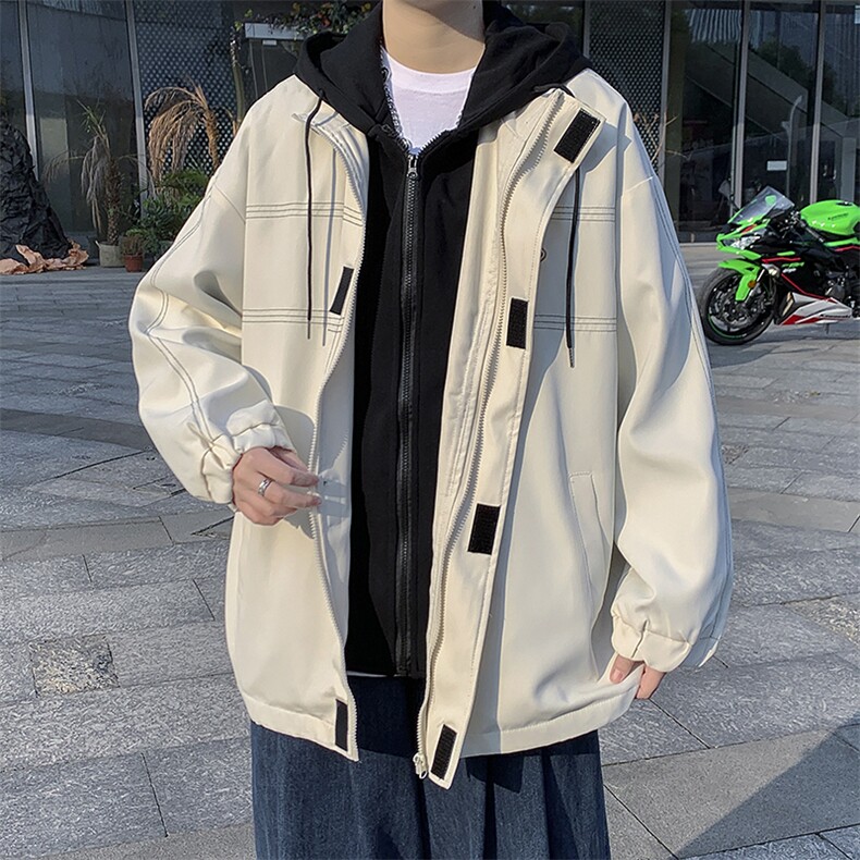 春秋连帽外套男ins韩版潮百搭学生休闲港风宽松上衣服JK043-P65,男装夹克,星座308B-1