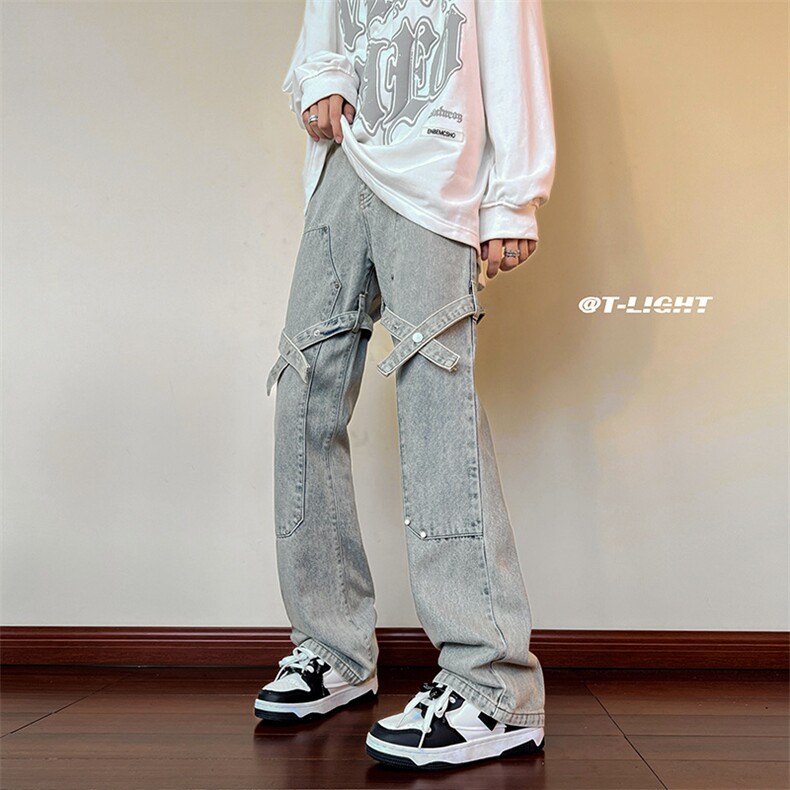 B221 2023秋装新款 美式ins高街小众休闲牛仔裤 LK22070-P60 控78图片