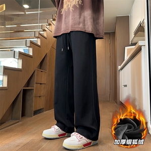特批P35无差价冬款褶边阔腿裤男士加厚保暖设计感卫裤K1114J加绒图片