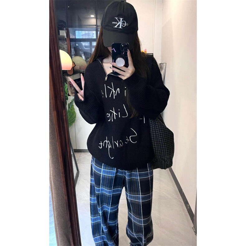 【有货】G11LL-特P40美式复古蓝色格子裤子男女秋冬新款加绒裤,男装休闲裤,星座1007（原301D）