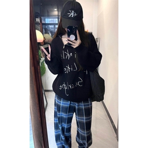 【有货】G11LL-特P40美式复古蓝色格子裤子男女秋冬新款加绒裤图片
