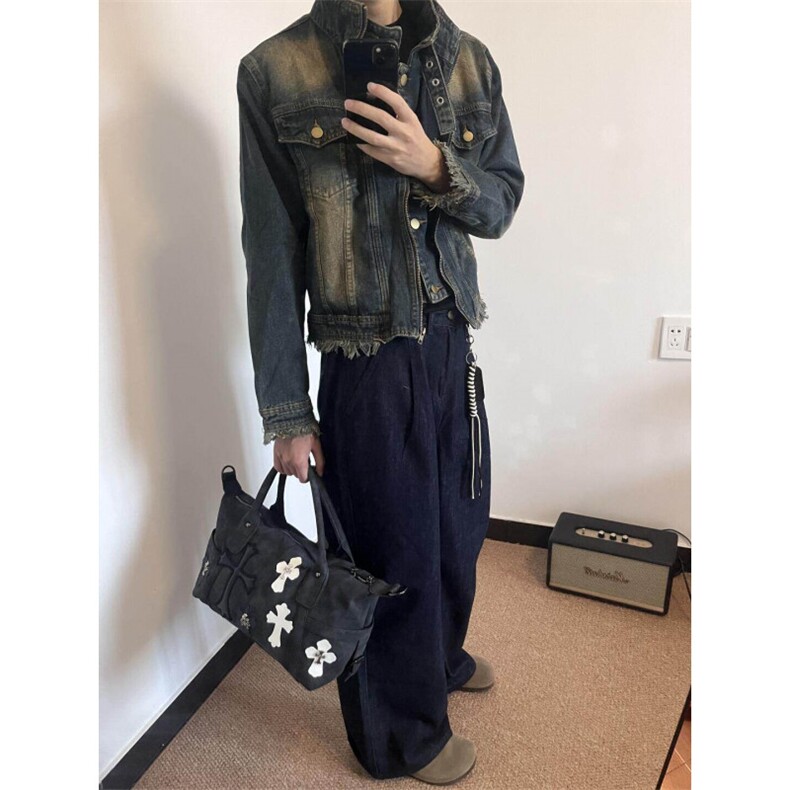 秋季美式小众短款牛仔夹克男潮牌街头设计感工装外套LJK8618-P73,男装工装外套,星座1008