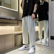 夏季新款休闲裤男潮牌宽松直筒ins港风高街坠感bf九分裤K2710-P35，男装休闲裤，星座1008