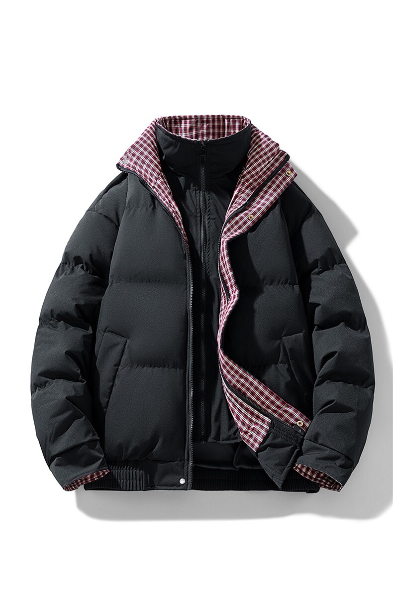 冬季新品得物美式潮流高品质格子加绒加厚棉衣外套棉服MY5566-P88,男装棉衣,星座610B-1