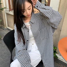 特批P36无差价2025春港风小格子长袖衬衫中性时尚大码衬衣男C5455，男装衬衫，电商A001