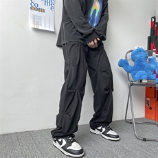 703-K277-P55春季暗黑风宽松个性褶皱休闲裤，男装休闲裤，星座703