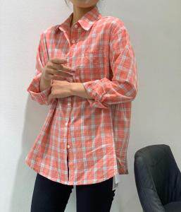 格子薄款衬衣，女装，古泥