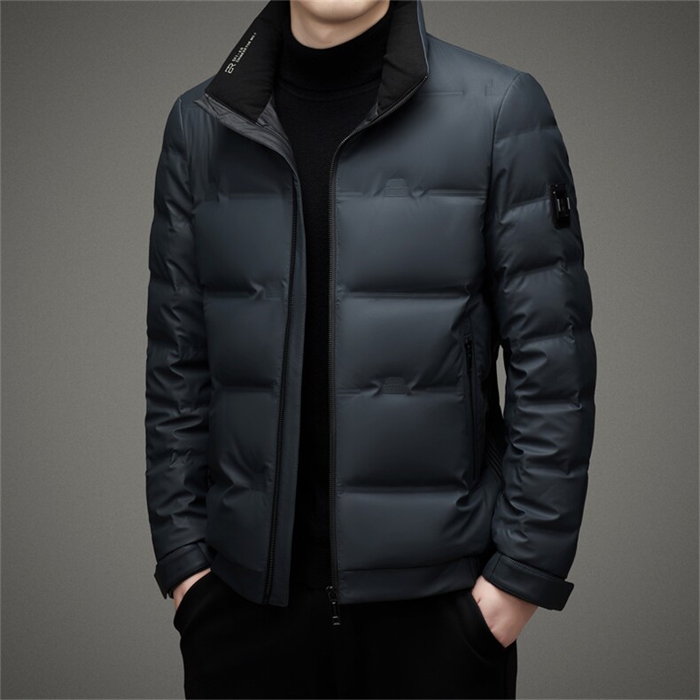 2023新款中年男士立领御寒羽绒服冬季厚款保暖休闲爸爸装外套图片