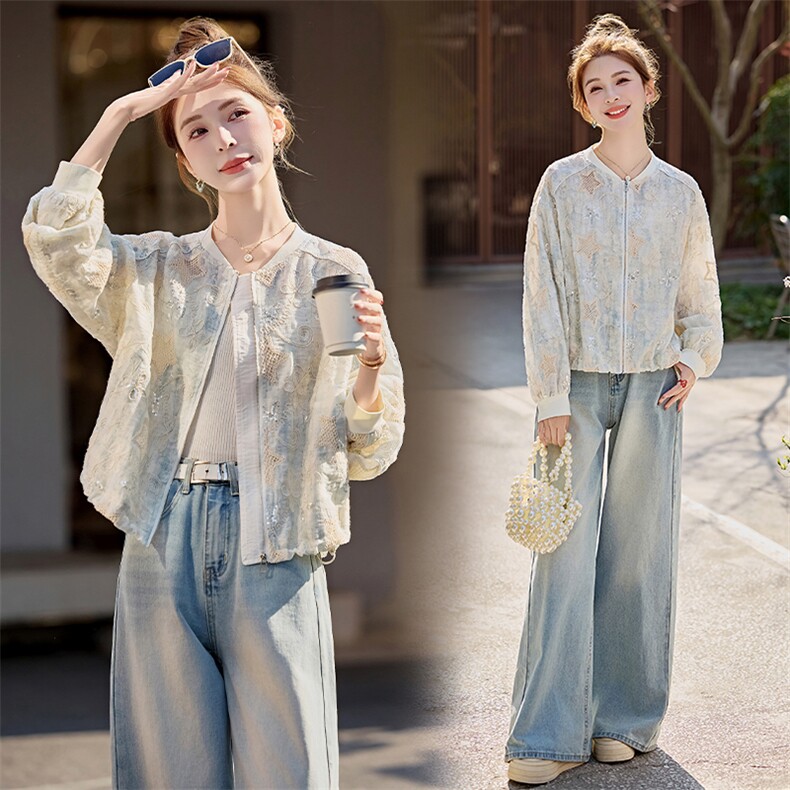 刺绣棒球开衫外套女春夏季薄款2026年新款短款时尚减龄防晒衣，女装防晒衣，余墨