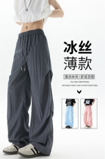 褶皱美式降落伞兵工装裤子男夏薄款休闲裤冰丝速干阔腿裤KZ045P35，男装休闲裤，电商B312