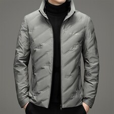 90白鸭绒中年男士休闲立领羽绒服保暖防寒羽绒开衫男HB9911-P235，男装羽绒服，电商B212（原钱塘6029）