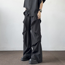 XZ-221-1/K300/特P45美式设计感褶皱垂感阔腿微喇休闲西裤，男装西裤，星座221-1