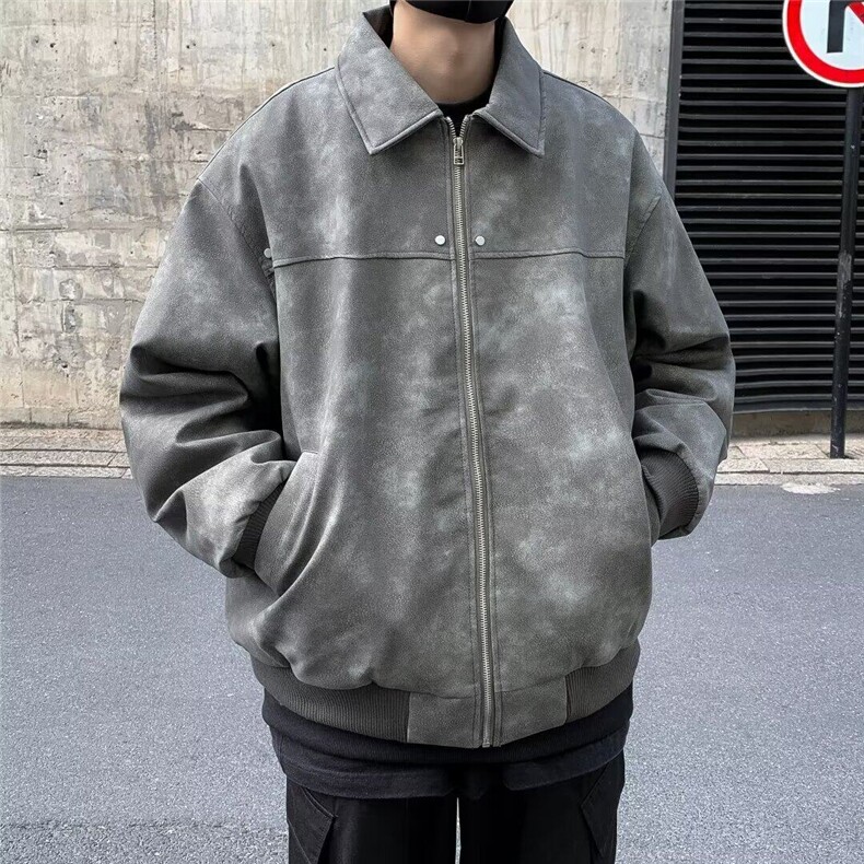 美式复古翻领皮衣男春季新款潮牌宽松夹克休闲外套LW93099-P78,男装夹克,星座1008