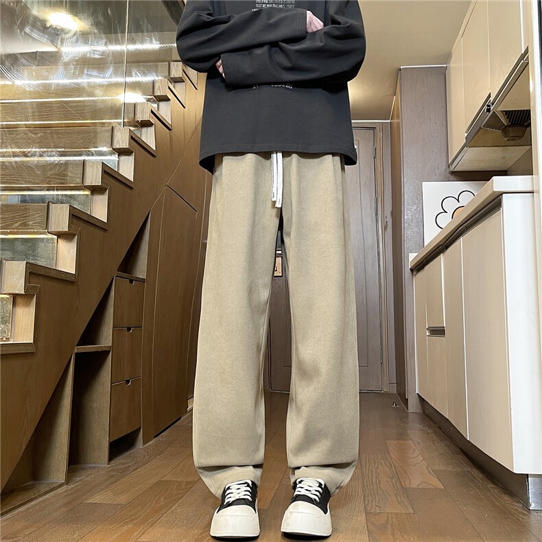 美式裤子卡其色男士休闲裤秋冬季宽松直筒卫裤潮流长裤子M561-P35,男装休闲裤,星座509