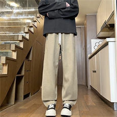 美式裤子卡其色男士休闲裤秋冬季宽松直筒卫裤潮流长裤子M561-P35，男装休闲裤，星座509