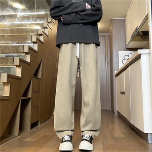美式裤子卡其色男士休闲裤秋冬季宽松直筒卫裤潮流长裤子M561-P35,中年微胖女人穿人搭配图片图片