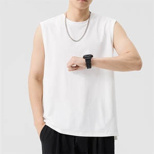 无袖背心男夏季运动坎肩衣服打底男装白色短袖t恤A406 T882 特P23图片