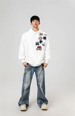 万针刺绣结构设计重磅秋冬全棉高品质美式高街连帽卫衣外套Y7631，男装卫衣，电商A486