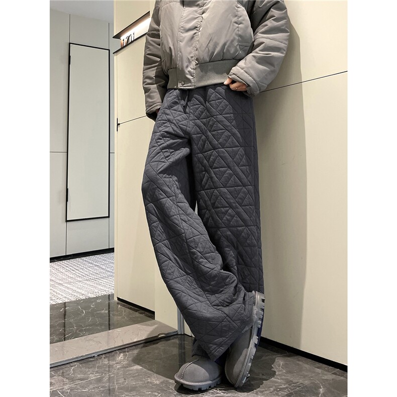 【现货】612-K228-P75冬季棉裤不规则菱格压线宽松直筒宽松休闲裤,男装休闲裤,星座612