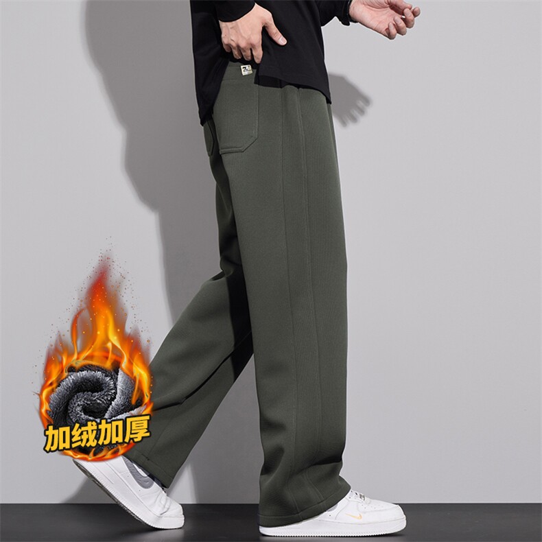 华夫格运动卫裤男士休闲裤子秋冬季宽松直筒裤Z9868-P40/加绒P50,男装休闲裤,星座509