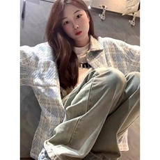 翻领格纹小香风外套女春秋季新款小众清新休闲夹克上衣JF016，男装夹克，星座1116A（原606A-3）