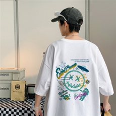 图案已注册2021港风休闲情侣大码情侣短袖T恤男潮DT7113P28控，男装T恤，星座227-7