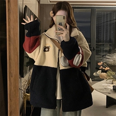 棉服女冬季23年新款韩系拼接学院风棉袄羊羔毛棉衣C487-110，男装棉衣，星座911-2(原星座613-2）