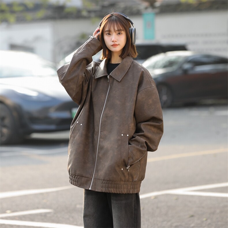 中性风机动皮衣美式潮牌骑行服皮夹克外套二开A406JK3518特P85,男装夹克,星座309（原A406）