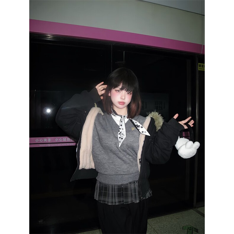 现货重磅boxy短款棉衣座山雕大毛毛领男女棉服水洗工装厚外套,男装棉衣,电商A486
