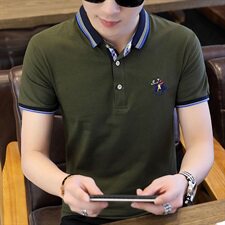 男士短袖t恤男休闲衣服潮牌潮流polo衫男装2021新款半袖F1713，男装Polo衫，星座509