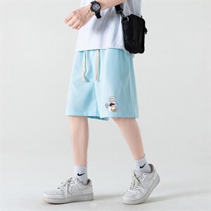 HD74239-P22 华夫格短裤男大码宽松五分裤男直筒中裤图片