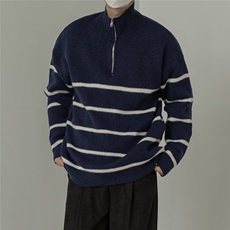 1506-1/MYM891原版高质量半拉链毛衣/P49碧舍加厚条纹毛衣男士，男装针织衫/毛衣，星座1506-1