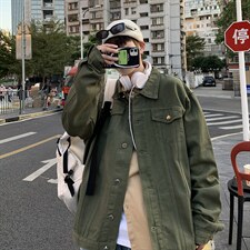 J08-P85 控108 春秋纯色破洞休闲牛仔外套韩版宽松百搭夹克潮图片