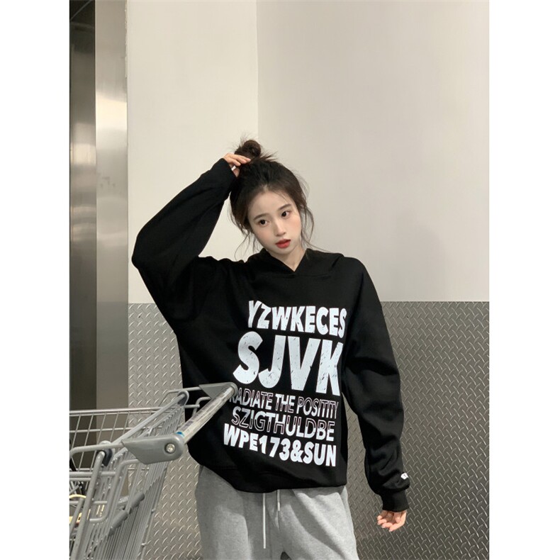 C0228-P55无口袋大图印花美式字母基础款做旧连帽卫衣,男装卫衣,星座617A-2