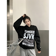 C0228-P55无口袋大图印花美式字母基础款做旧连帽卫衣，男装卫衣，星座617A-2