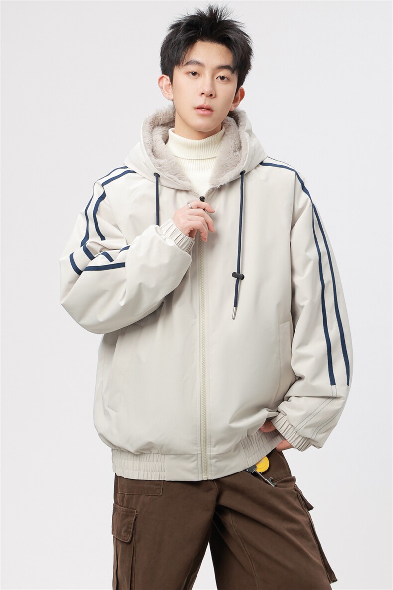 自家图有视频加绒毛领棉衣冬季新款座山雕连帽派克棉服M2556p88,男装棉衣,电商D315