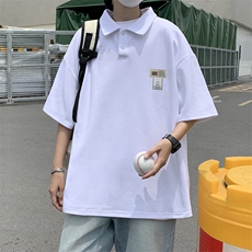 polo衫男韩版潮流纯色日系2023夏季新款ins宽松百搭衬衫W2770-P30，男装Polo衫，星座412-2