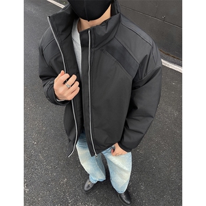高品质春装新款老钱风美式高街解构立领棒球服飞行夹克潮休闲外套,时尚毛毛马甲搭配图片图片