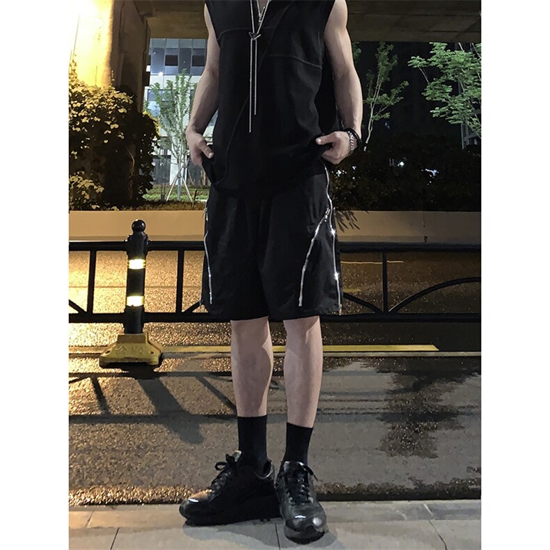 B221美式ins高街暗黑小众拉链休闲短裤五分裤LK23058-P55控78,男装休闲裤,电商B221