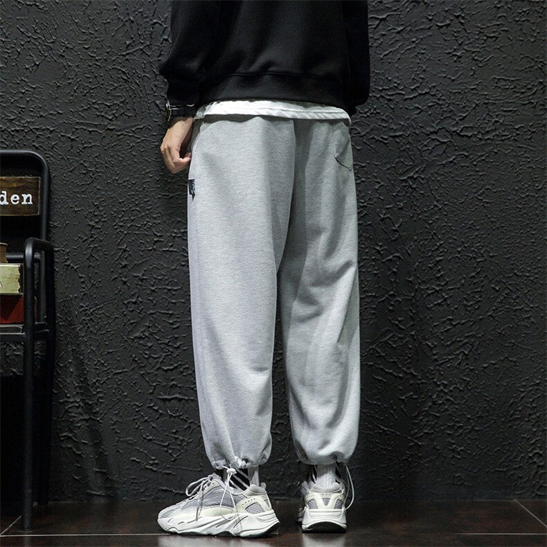 2021秋新日系宽松大码男纯色卫裤束脚抽绳九分休闲裤K2056-P35,男装休闲裤,电商A001