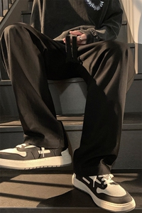 纯棉水洗梭织裤2023新款阔腿束脚休闲裤男K23137-P45控68图片