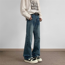 C315-G3010秋冬现货美潮高品质重水洗微喇牛仔裤地毯(P70X98)2，男装牛仔裤，电商C315