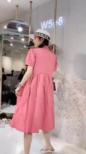 ZCL607韩版时尚宫廷风Polo领甜美系蝴蝶结中长款连衣裙,女装连衣裙,L·H·X