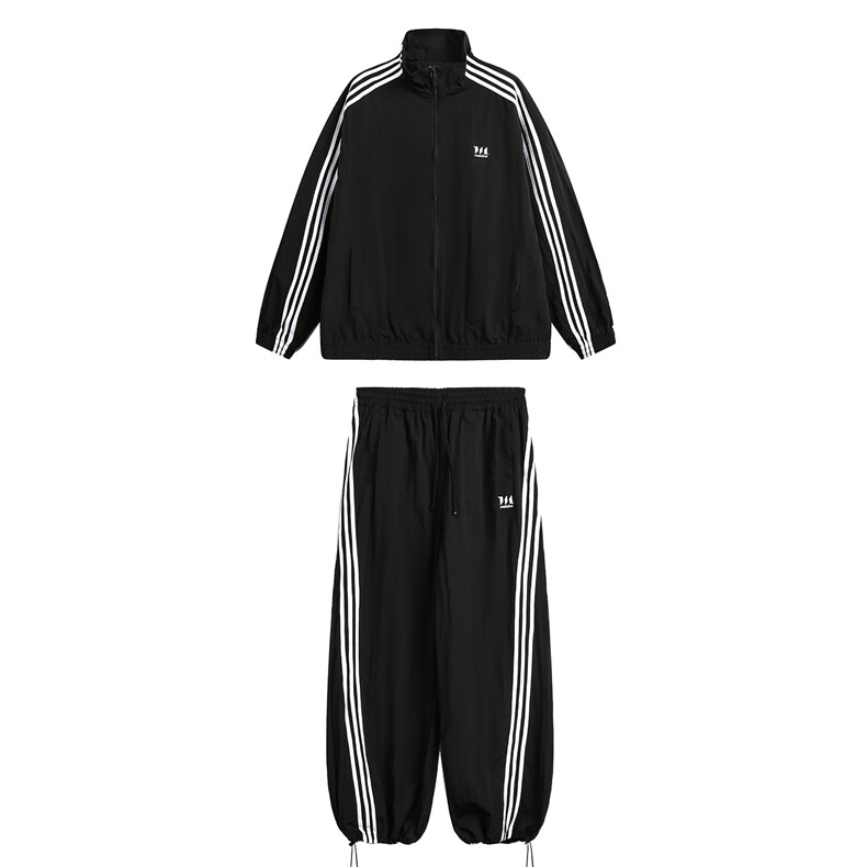 平铺秋冬新品三条杠立领夹克男运动开衫外套中性套装H1003P78,男装夹克,电商A341