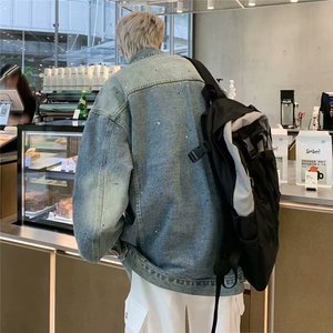 牛仔外套男秋季高街休闲夹克港风休闲工装上衣服JK01183-P65图片