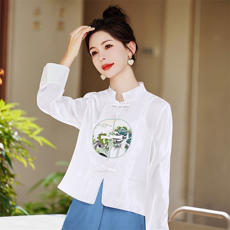 新中式国风盘扣短款防晒服女外套夏季时尚薄款唐装刺绣汉服防晒衣,女装防晒衣,韩美纤衣