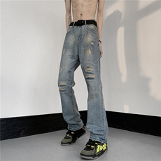 美式高街休闲牛仔裤个性小众休闲裤A061-JM1451-P65-控88，男装牛仔裤，电商A061-1