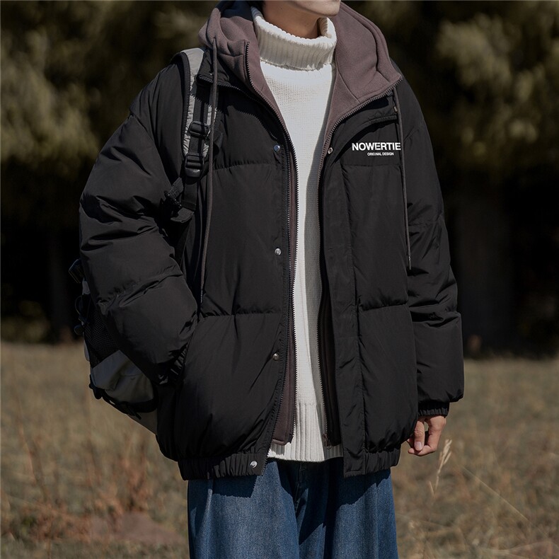 新疆山系字母印花宽松假两件连帽棉服A247-MY475特批115控168,男装棉衣,电商A247