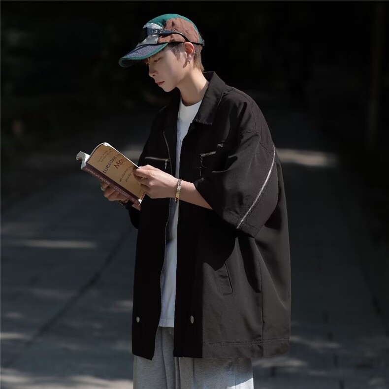 夏季新款衬衫潮流慵懒男方领衬衫W9239P52,男装衬衫,星座1116-2